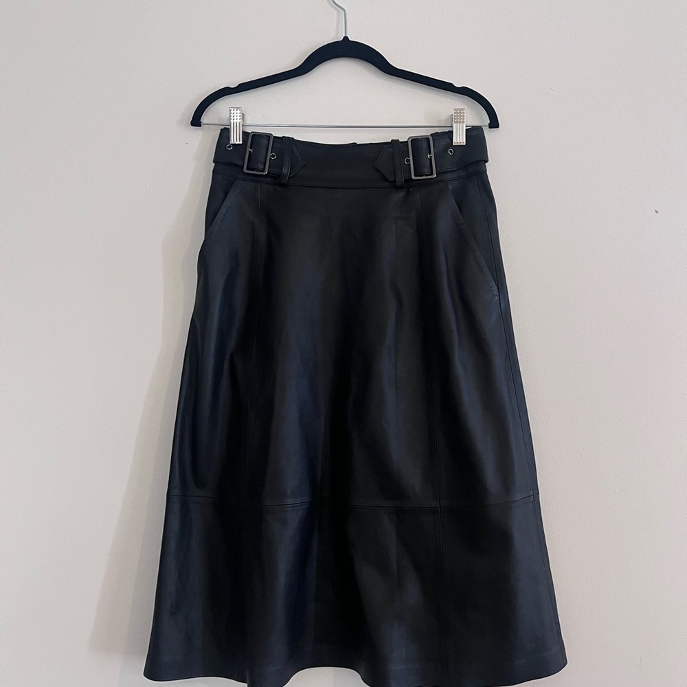 Black Leather Buckle Skirt by kobi Halperin